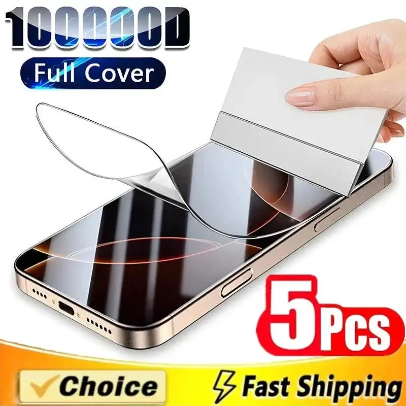 5Pcs Hydrogel Film for iPhone 16 14 13 12 11 15 Pro Max Mini 7 8 14 15 16 Plus Screen Protector for iPhone X 17 XS Max Not Glass