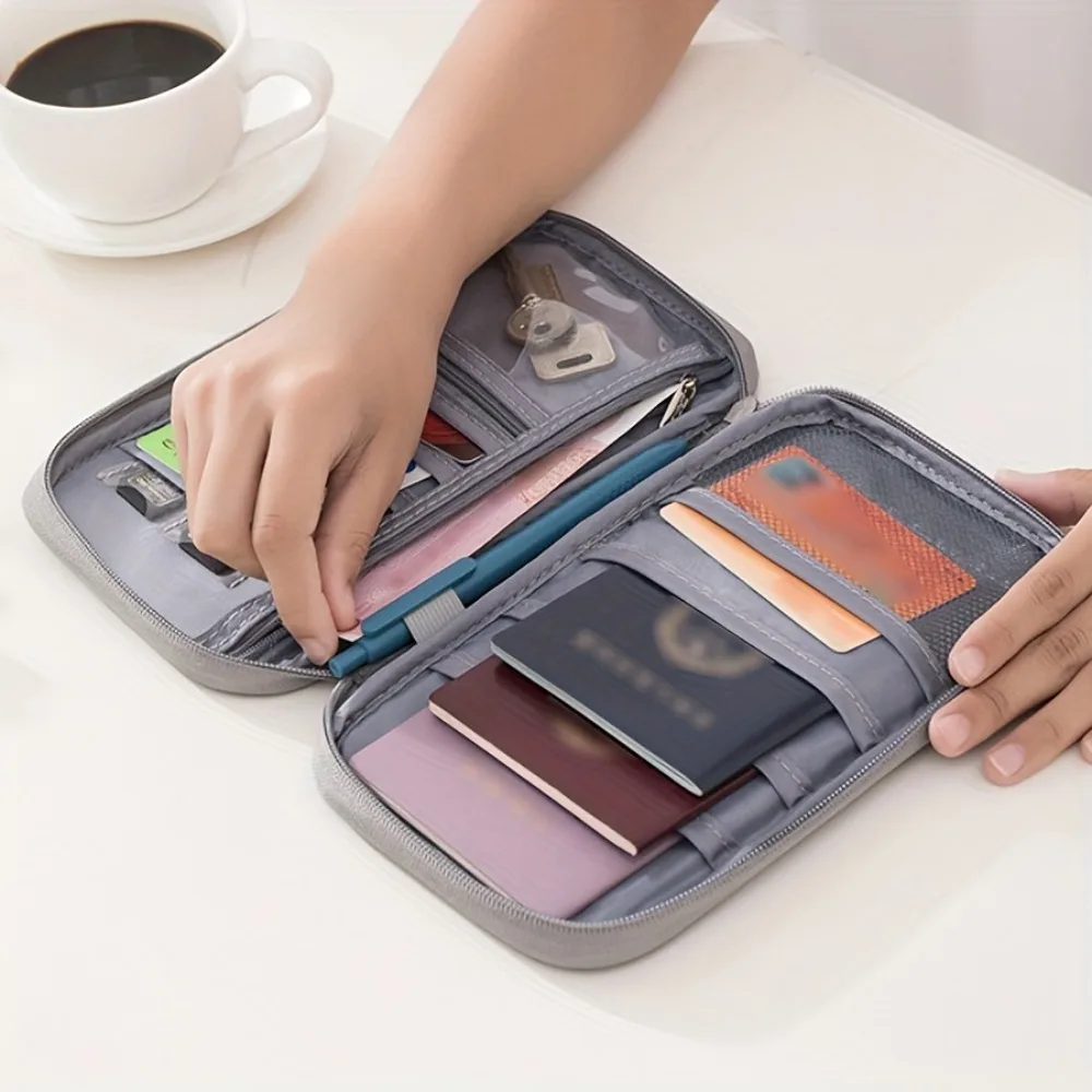 Portable Travel Passport Holder Wallet Multi-Functional ID Wallet Card Case for Business Trips Document Passport Organizer Bag