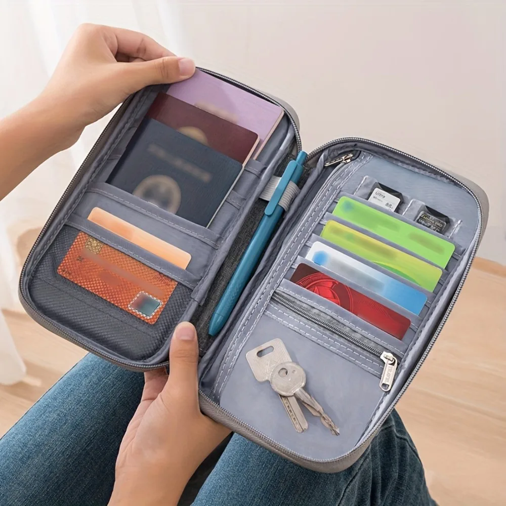 Portable Travel Passport Holder Wallet Multi-Functional ID Wallet Card Case for Business Trips Document Passport Organizer Bag thumbnail 3