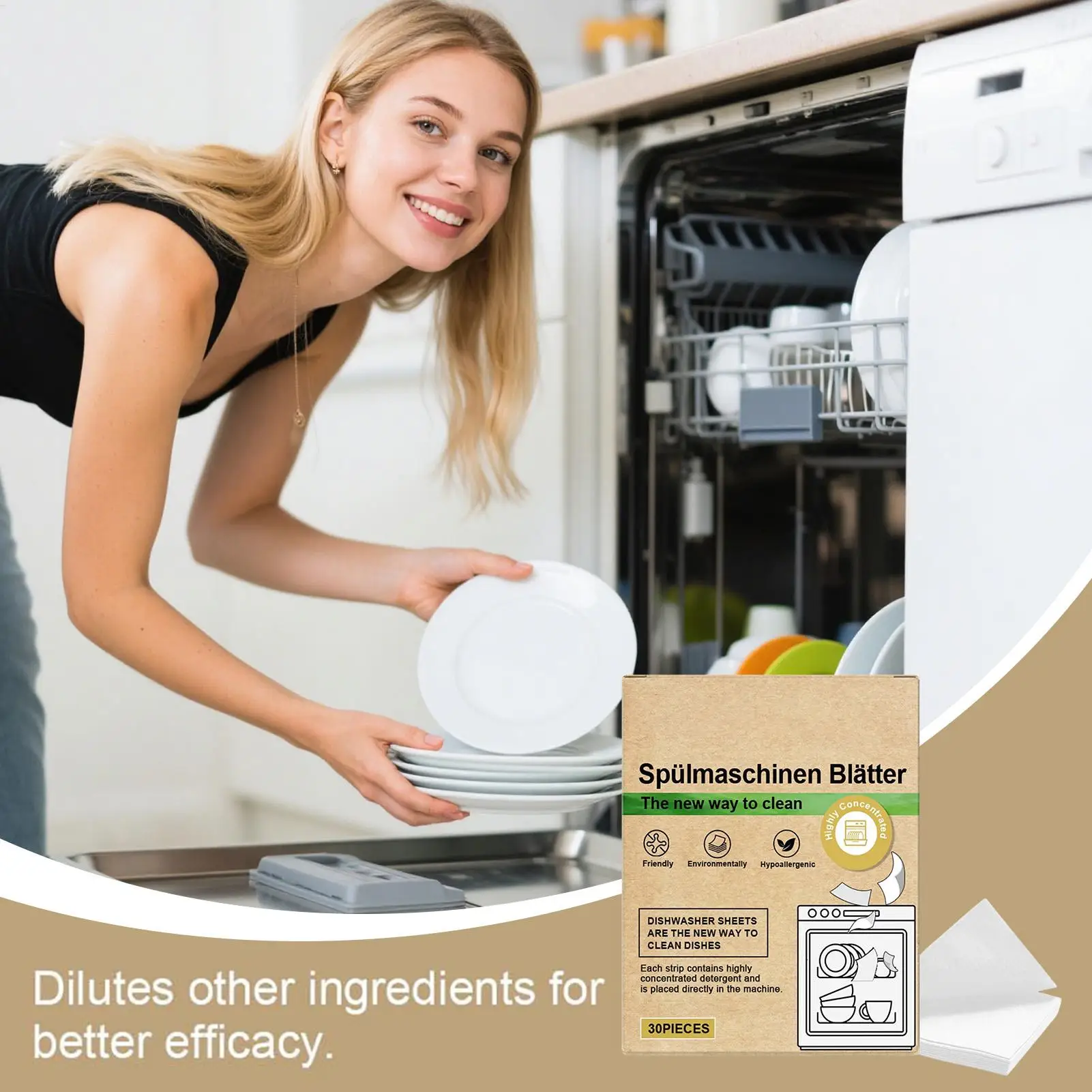 30Pcs Dishwasher Cleaner Tablets Odor Eliminator Sheets Heavy Duty Deep Clean Descaler for Kitchen Laundry Washing Machine Use