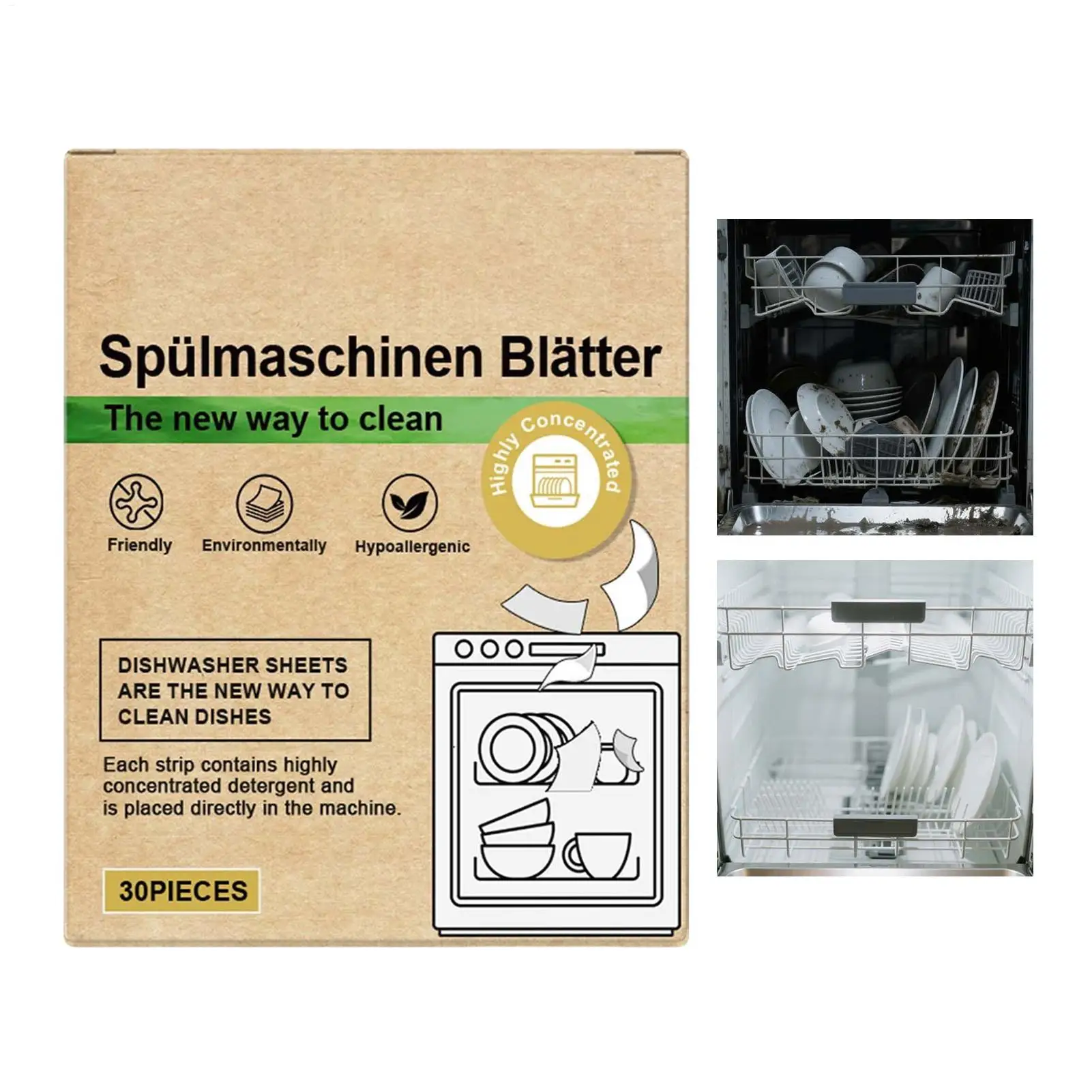 30Pcs Dishwasher Cleaner Tablets Odor Eliminator Sheets Heavy Duty Deep Clean Descaler for Kitchen Laundry Washing Machine Use thumbnail 4