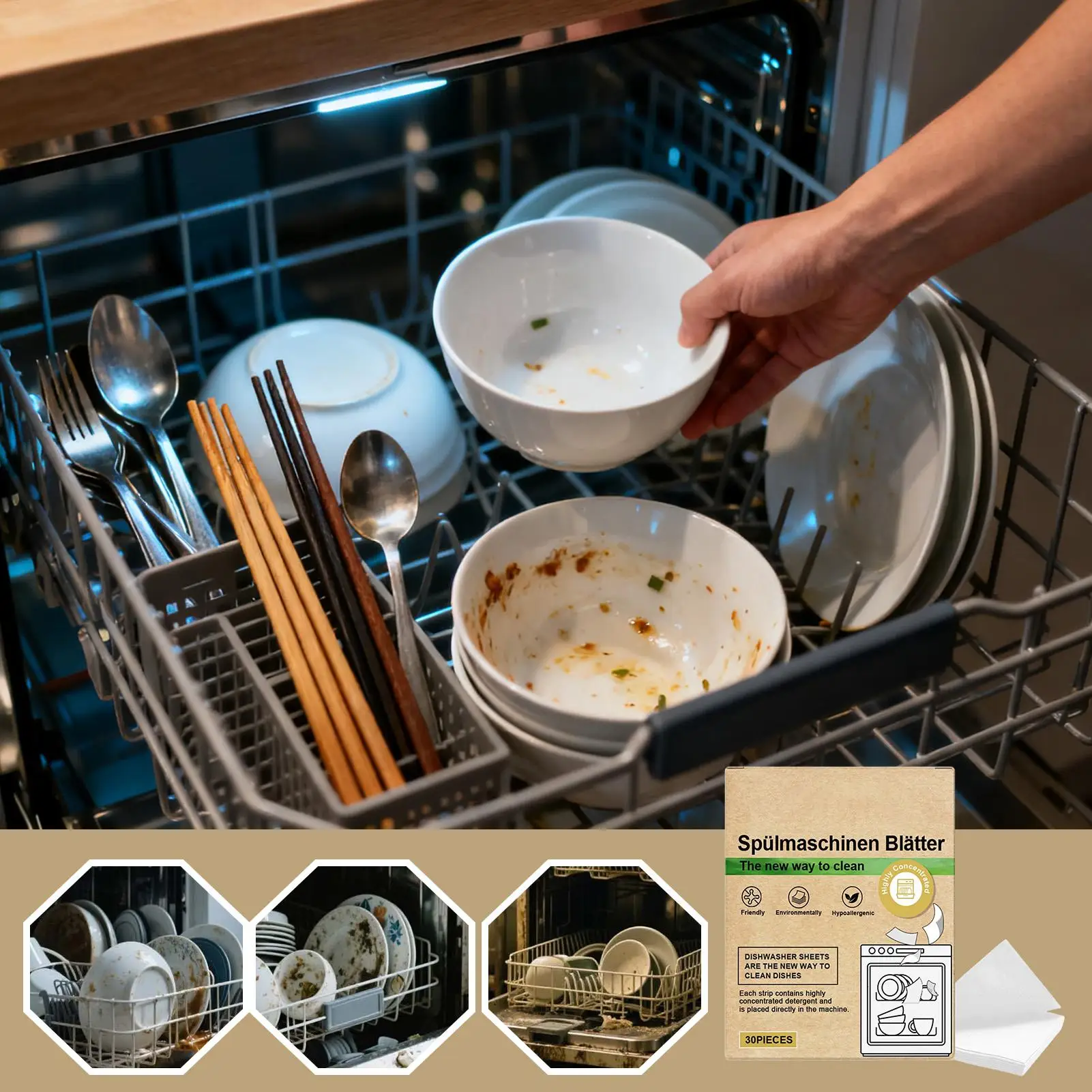 30Pcs Dishwasher Cleaner Tablets Odor Eliminator Sheets Heavy Duty Deep Clean Descaler for Kitchen Laundry Washing Machine Use thumbnail 3