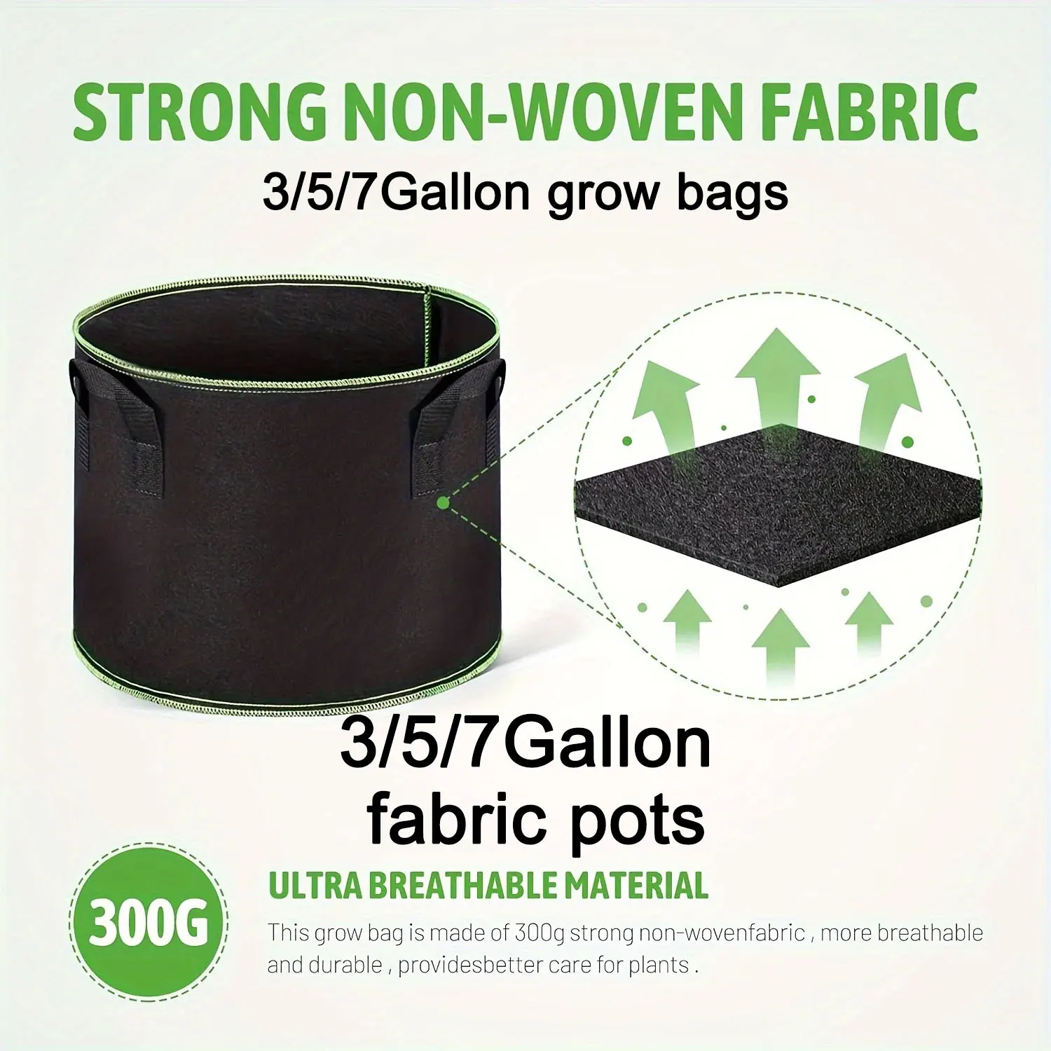 3/5/7 Gallon Grow Bags for Vegetable/Flower/Plant Fabric Pots with Handles Reinforced Aeration Planting Bags for Vegetables thumbnail 4