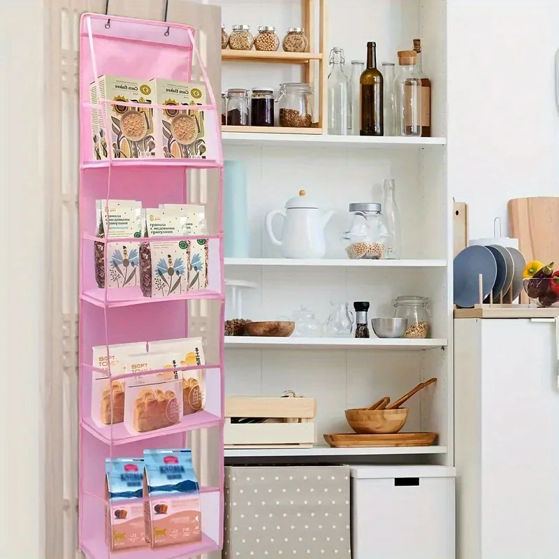 1pc storage hanging bag behind the door, suitable for storing cosmetics, clothes, hats, shoes, and towels in various room types thumbnail 5