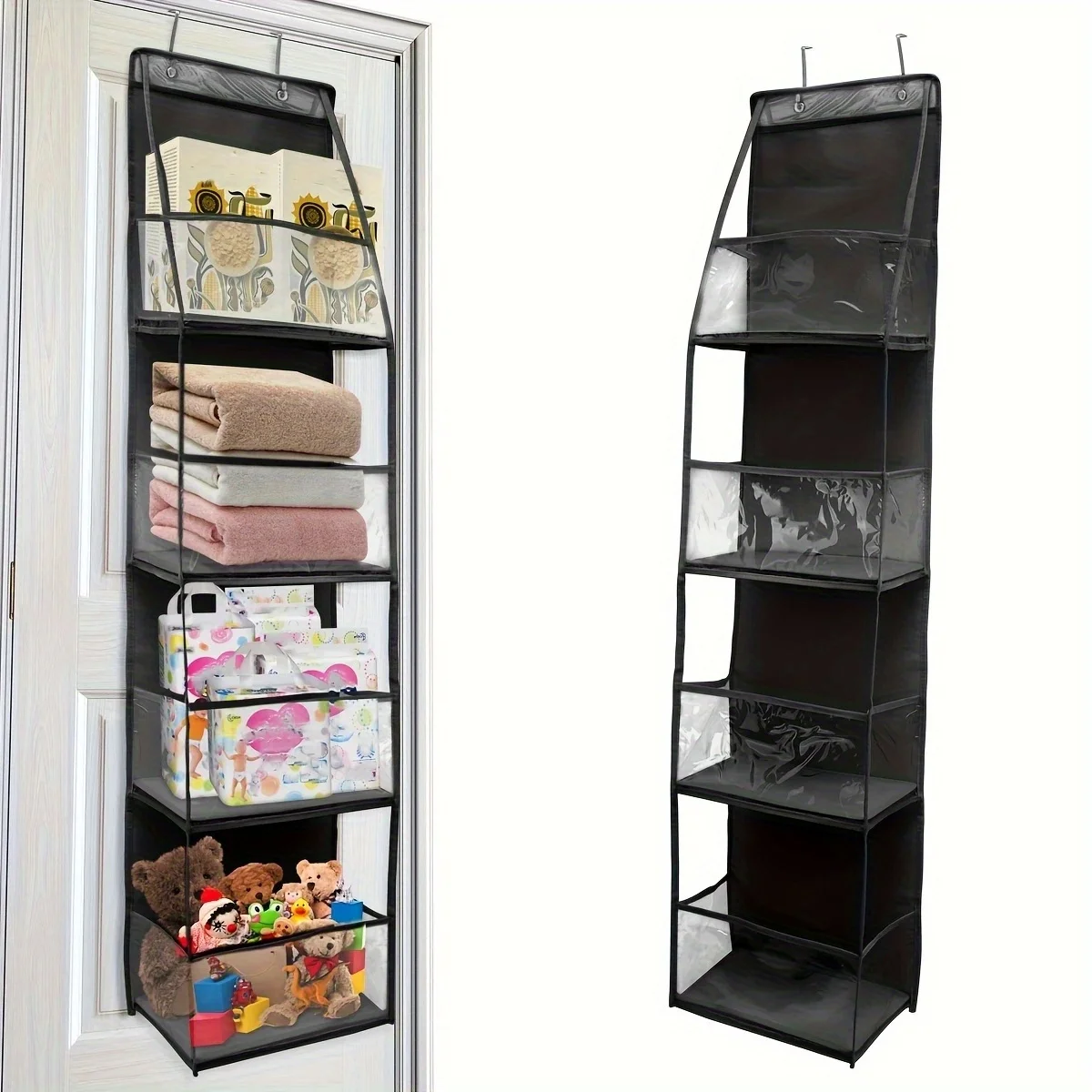 1pc storage hanging bag behind the door, suitable for storing cosmetics, clothes, hats, shoes, and towels in various room types thumbnail 6