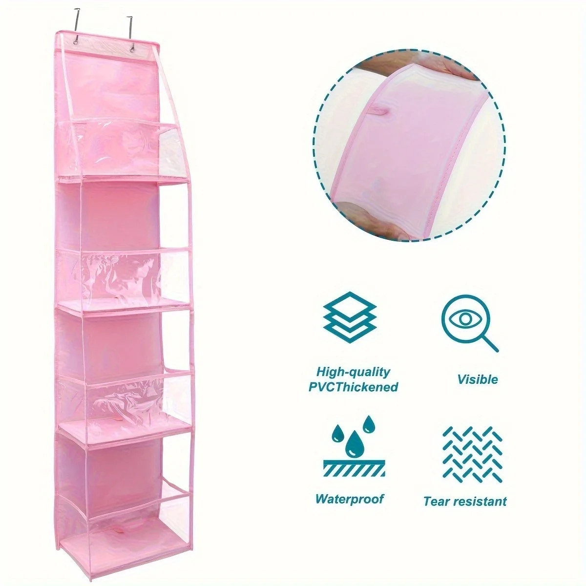1pc storage hanging bag behind the door, suitable for storing cosmetics, clothes, hats, shoes, and towels in various room types thumbnail 4