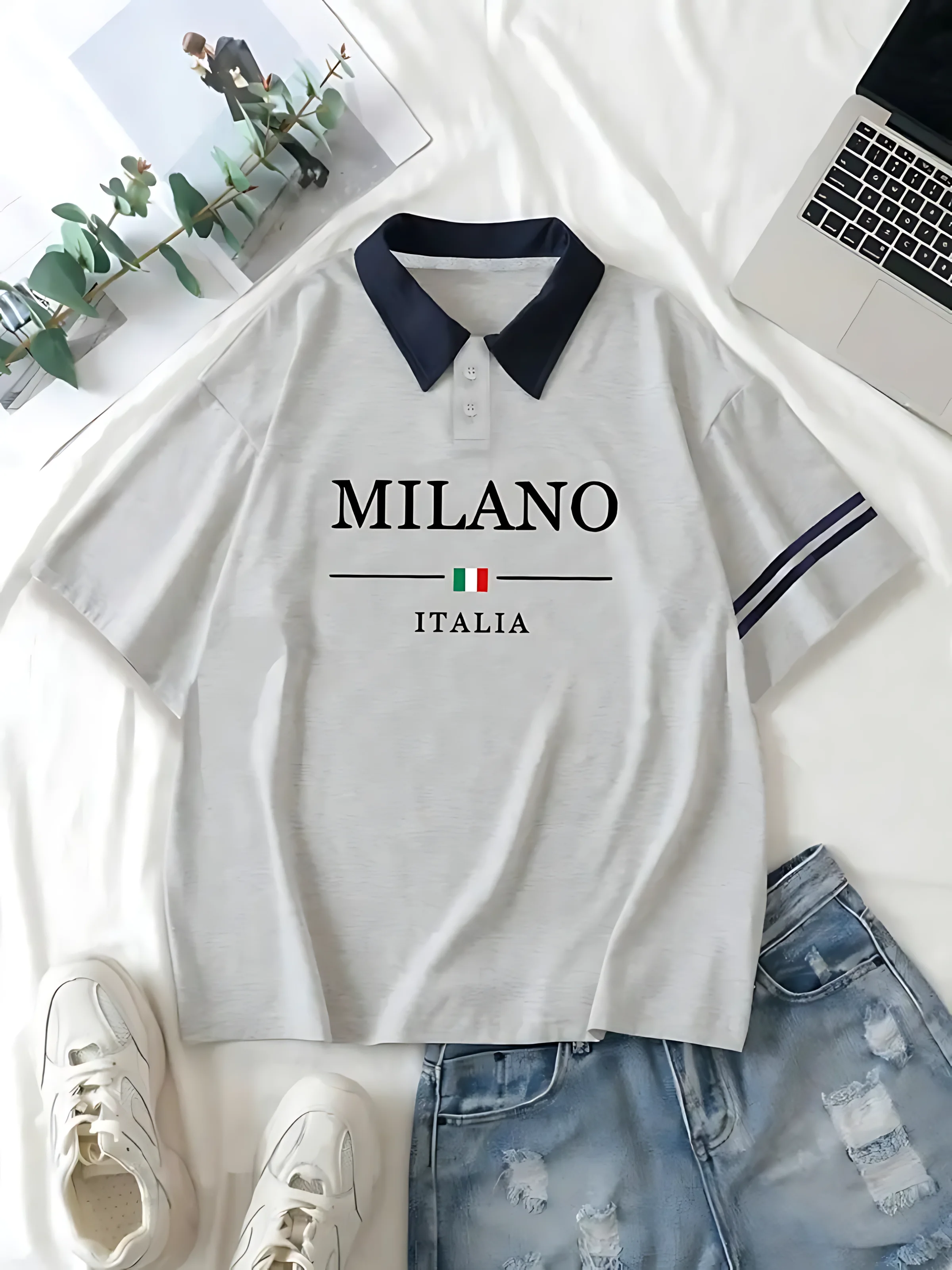 The 2025 summer new men's POLO shirt features a casual fashionable comfortable soft and breathable 3D letter pattern print thumbnail 5