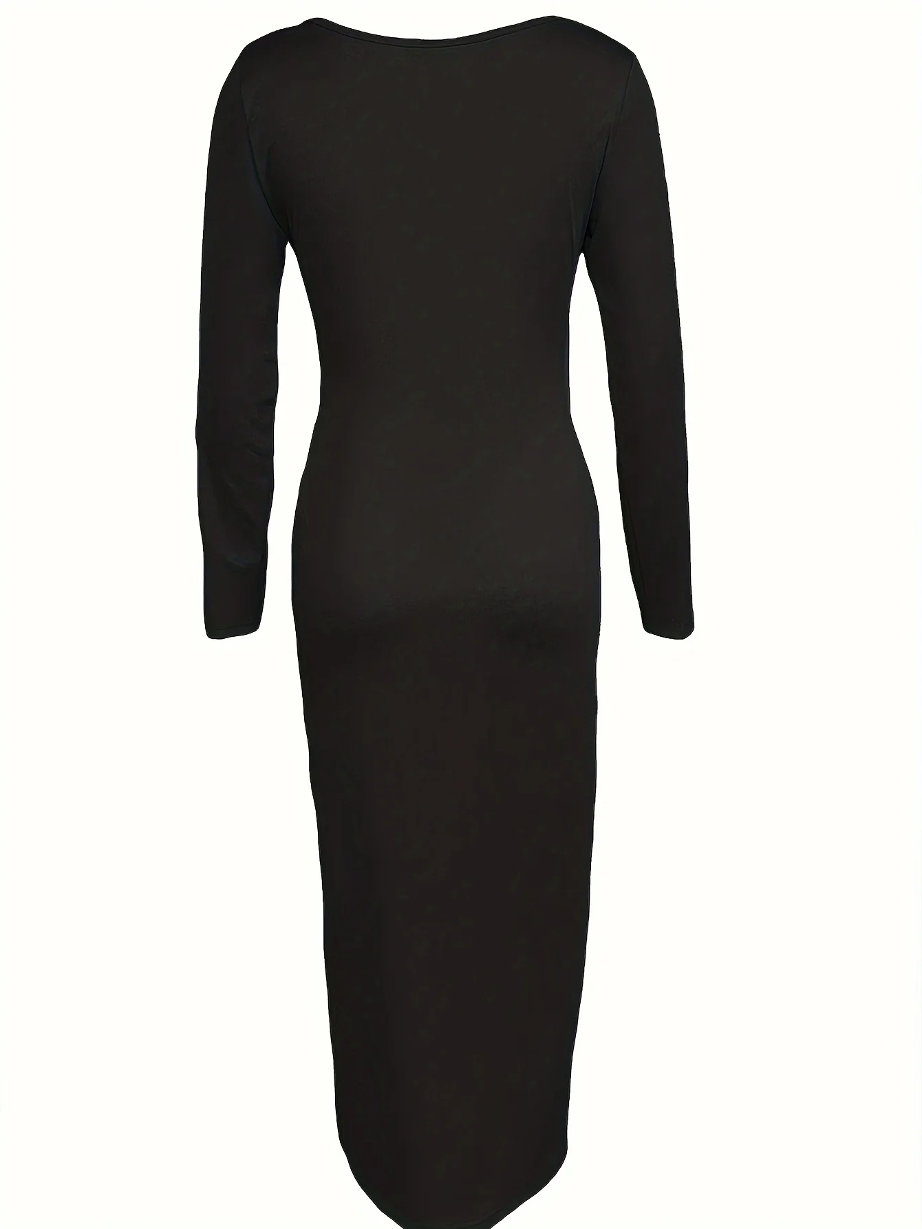 Women's Elegant Low-Cut Round Neck Long Dress thumbnail 3