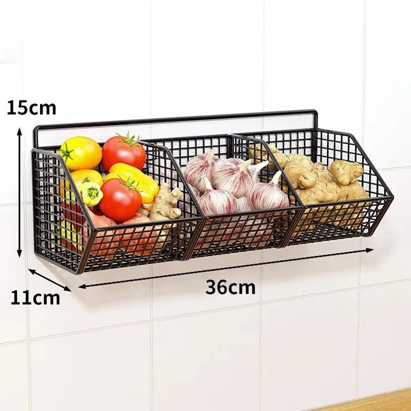Kitchen Storage Basket Wall Mounted Suitable for Durable Metal Wire Storage of Spices, Garlic, Onions, and Vegetables thumbnail 5