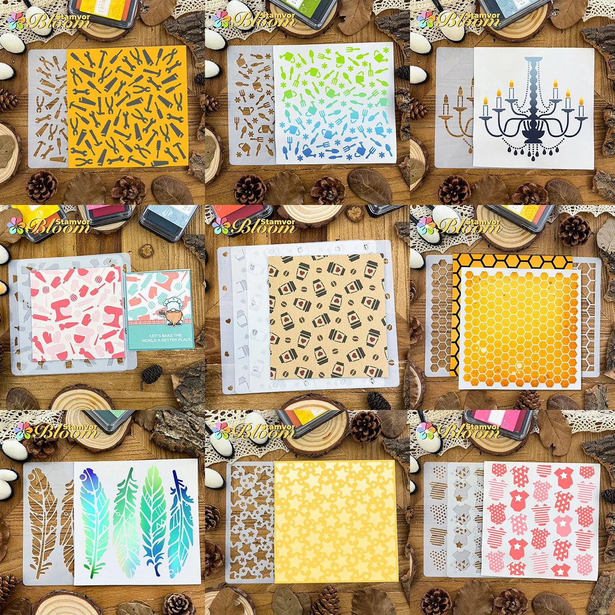 Original Pratical Tools Cook Coffee Bees Stars Baby Cloth Texture Partterns Stencils, Paper - Spray Paint & Graffiti