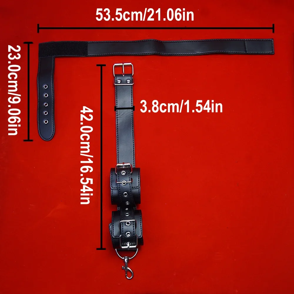 BDSM Neck to Wrist Bondage Restraints,Behind Back Handcuffs&Mouth Ball Gag,Stainless Steel Anal Hook Plug,Sex Toys for Couples thumbnail 6