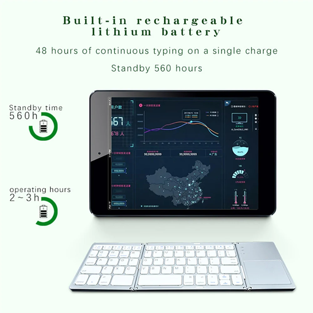 Mini Wireless Bluetooth Keyboard Portable Foldable Folding Keyboard Touchpad Keyboard for Windows Android IOS Tablet ipad Phone thumbnail 4