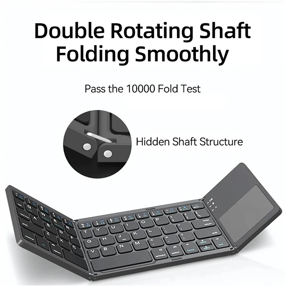 Mini Wireless Bluetooth Keyboard Portable Foldable Folding Keyboard Touchpad Keyboard for Windows Android IOS Tablet ipad Phone thumbnail 2