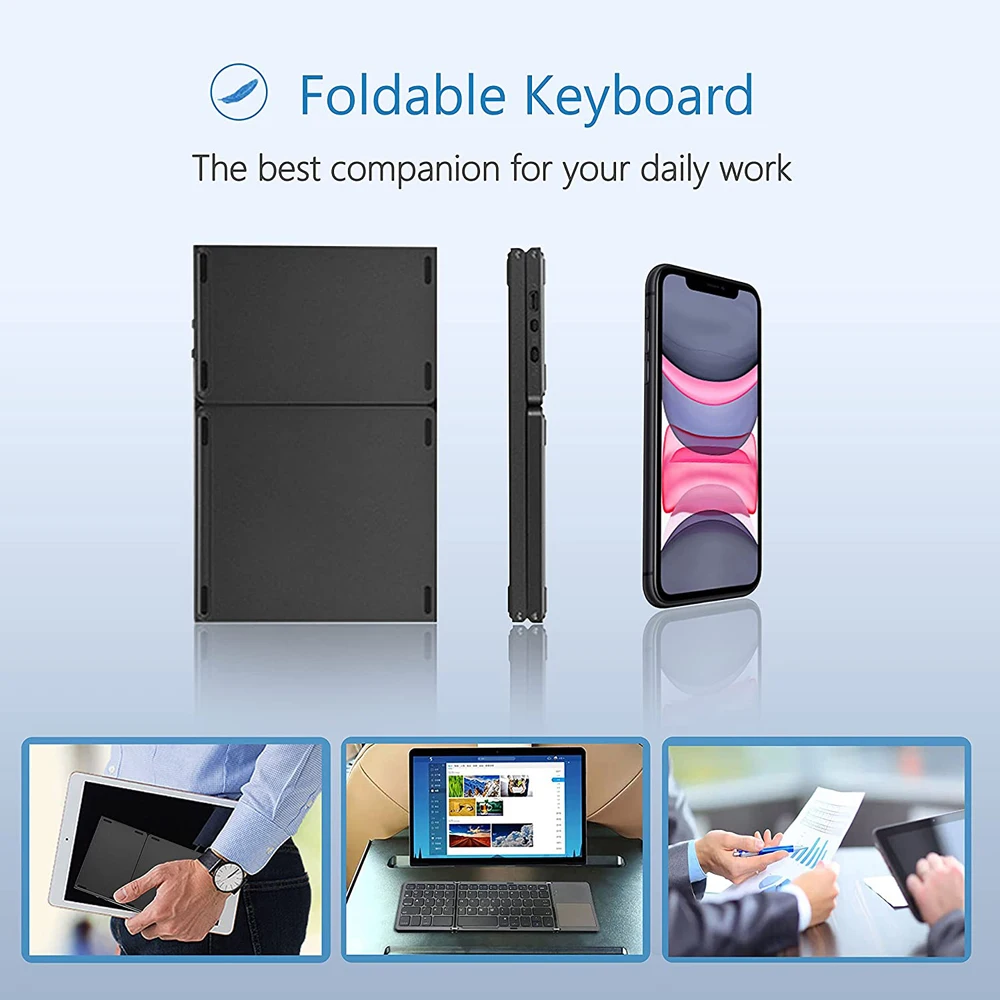 Mini Wireless Bluetooth Keyboard Portable Foldable Folding Keyboard Touchpad Keyboard for Windows Android IOS Tablet ipad Phone thumbnail 3