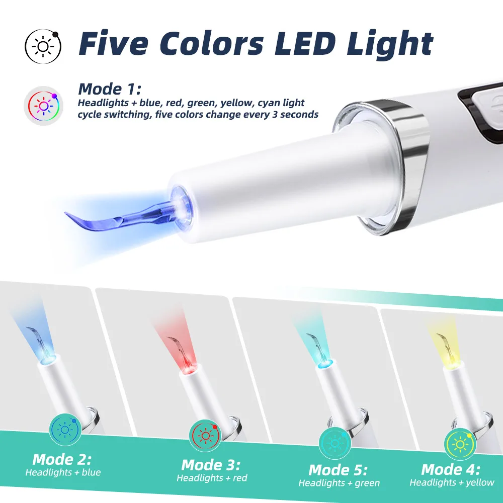 Electric Ultrasonic Dental Scaler 5 Modes Calculus Oral Tartar Remover Tooth Stain Cleaner Teeth Whitening Oral Care thumbnail 4