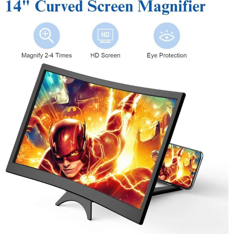 12" Foldable 3D Screen Magnifier Ultra-Clear HD Curved Lens for Smartphones with Portrait/Landscape Viewing Phone Accessories thumbnail 4
