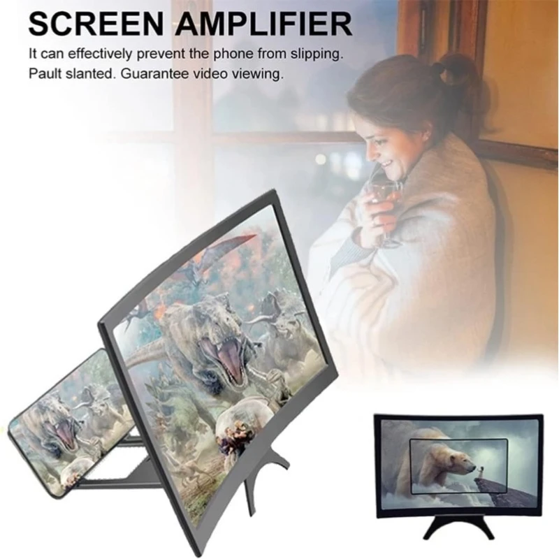 12" Foldable 3D Screen Magnifier Ultra-Clear HD Curved Lens for Smartphones with Portrait/Landscape Viewing Phone Accessories thumbnail 5