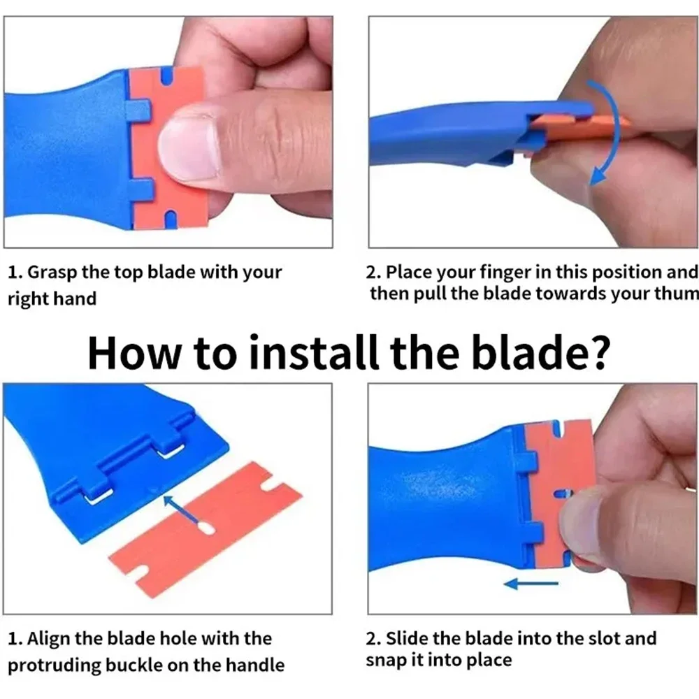 Plastic Razor Blade Scraper Tool Razor Scraper With Plastic Blades Cleaning Scraper Remover For Floor Stove Car Window Glass thumbnail 6