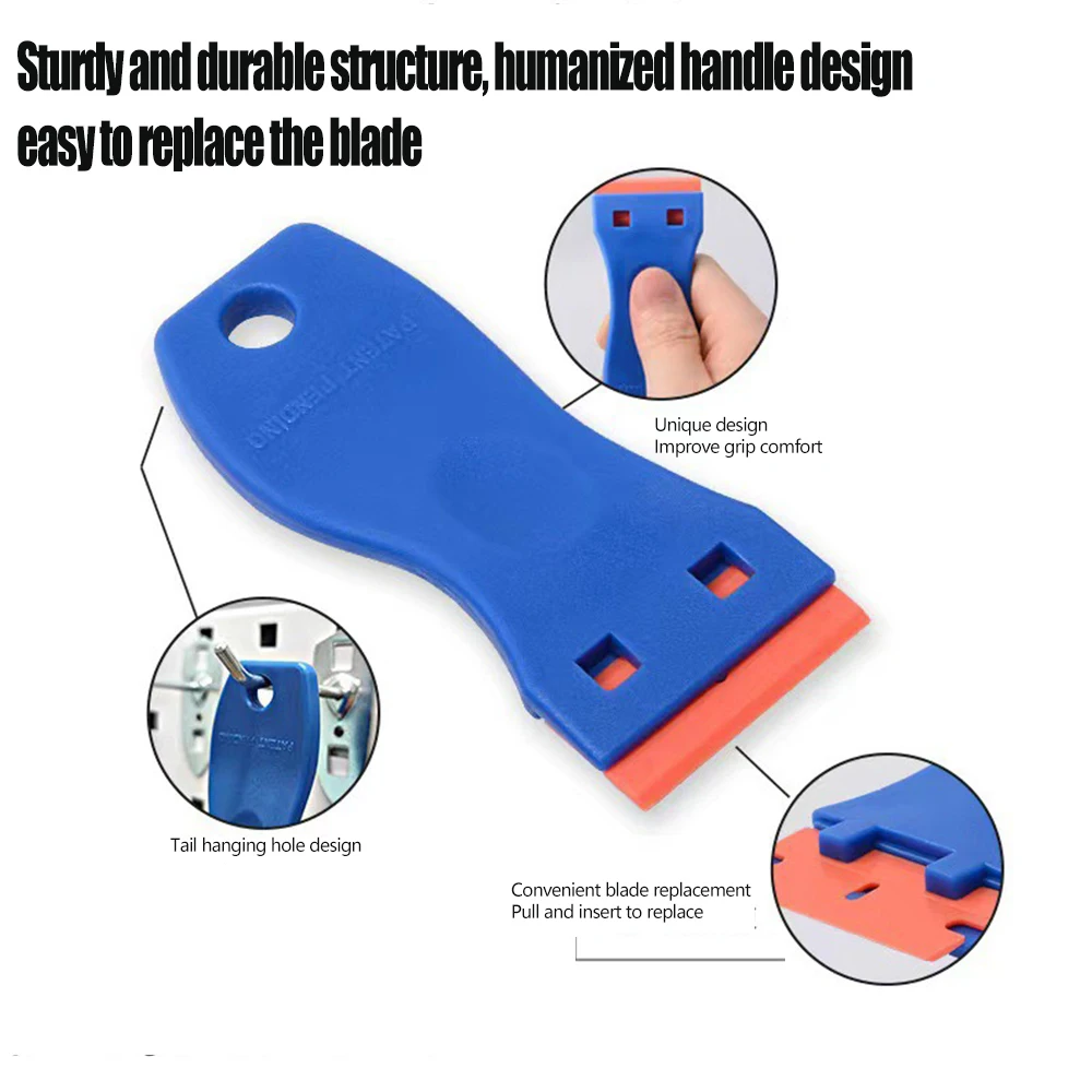 Plastic Razor Blade Scraper Tool Razor Scraper With Plastic Blades Cleaning Scraper Remover For Floor Stove Car Window Glass thumbnail 3