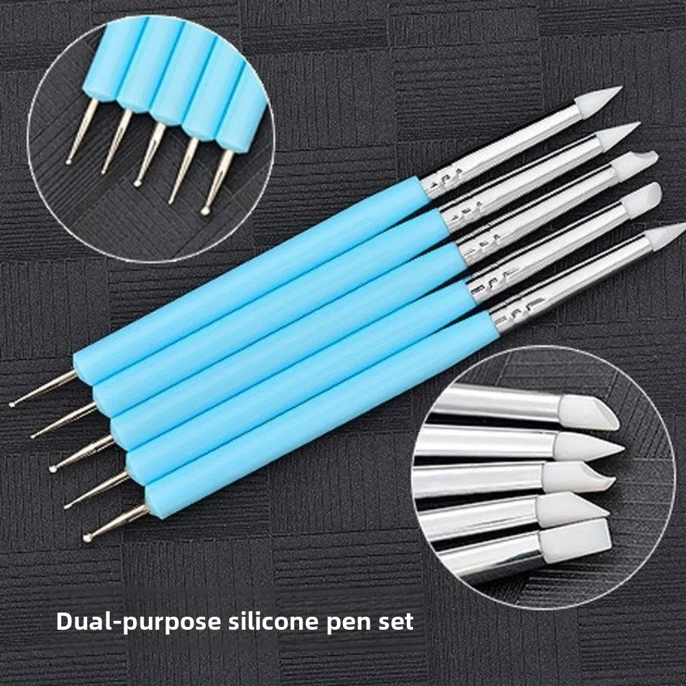 5Pcs Silicone Clay Sculpting Tool for Brush Modeling Dotting Nail Art Pottery Clay Tool DIY Carving Sculpting Tools Soft Head thumbnail 3