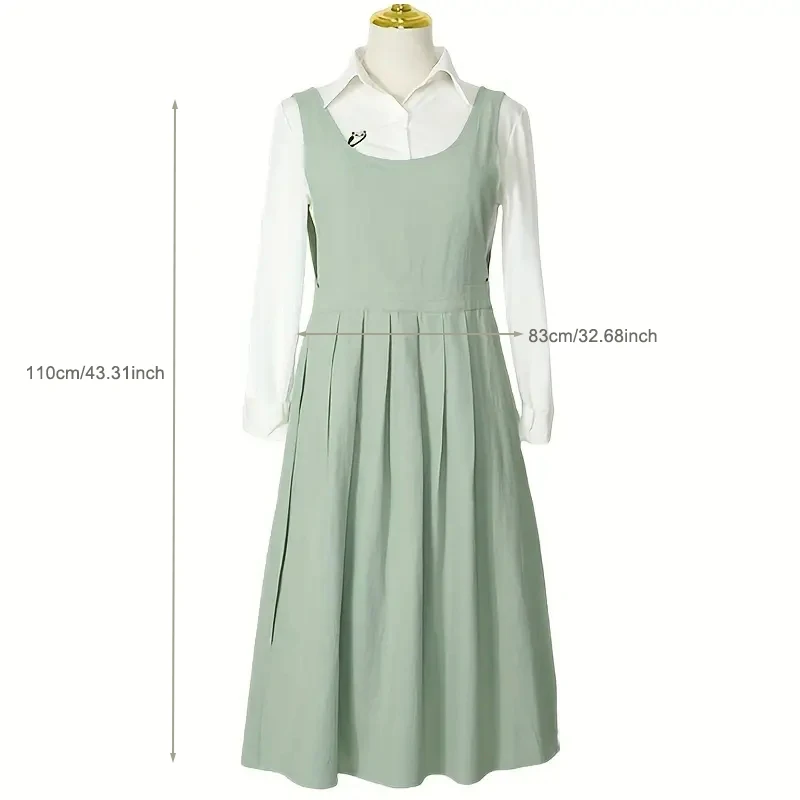 Women's Vintage apron No-Tie Design Breathable Fabric for Cooking Baking Kitchen Retro Style Solid Color thumbnail 5