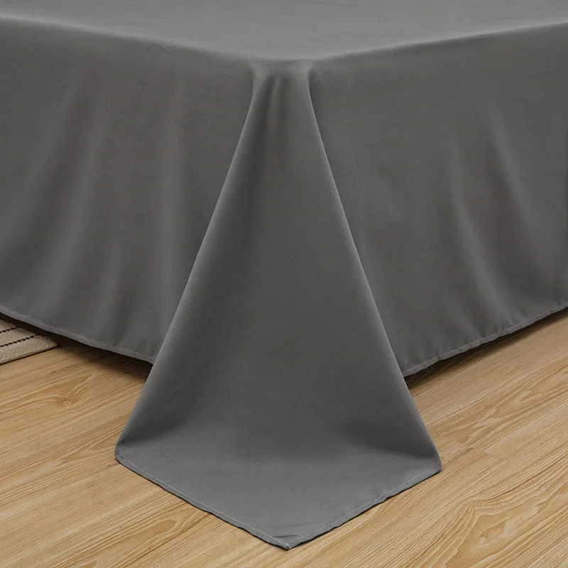 1 pc Bed Flat Sheet for Double Bed Plain Solid Color Top Sheets Single/Queen/King Flat Bedsheets Soft Home Bed Linen Sheets thumbnail 3