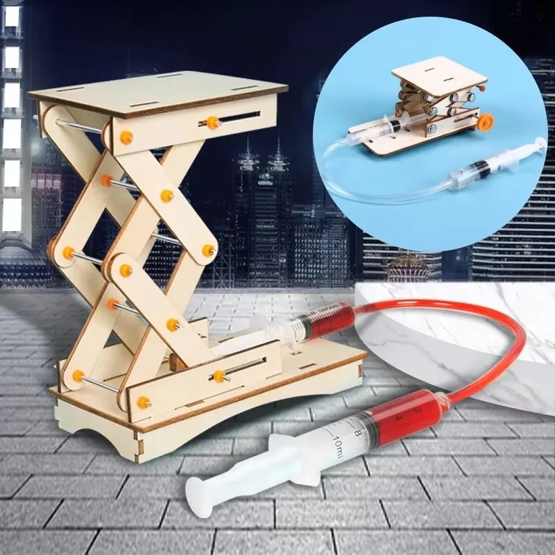 Hydraulic Lifting Platform Crane Model Make Children's DIY Puzzle Scientific Experiment Toys Inventions STEAM Teaching Aids