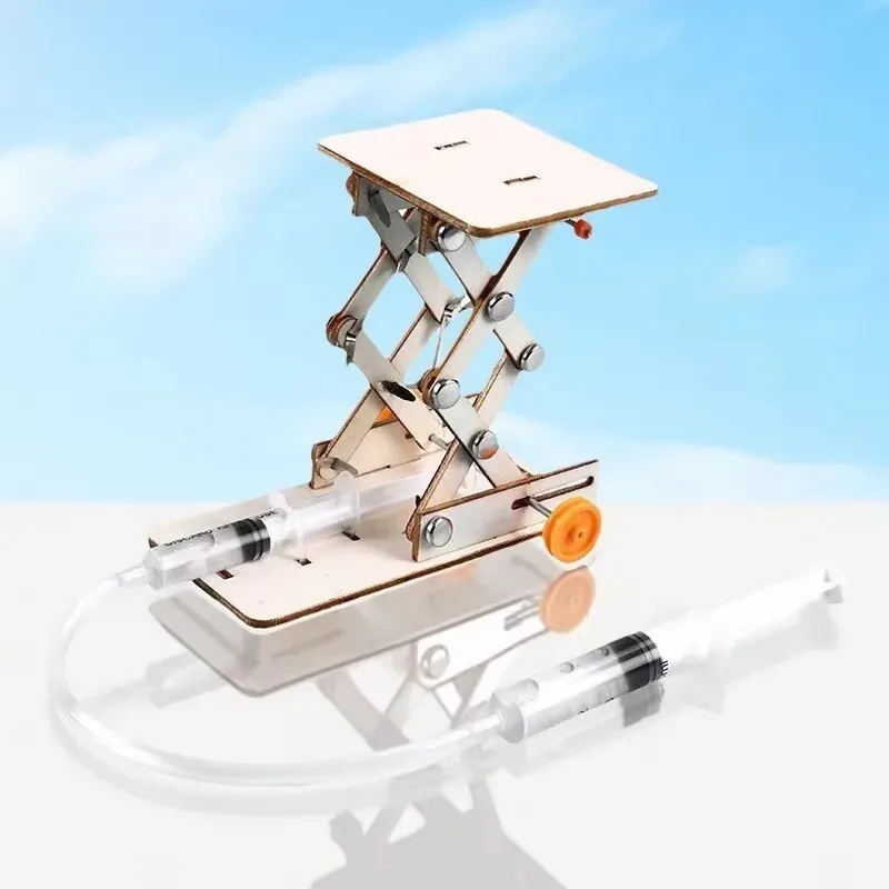 Hydraulic Lifting Platform Crane Model Make Children's DIY Puzzle Scientific Experiment Toys Inventions STEAM Teaching Aids thumbnail 2