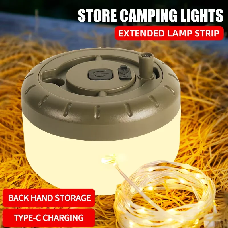 New LED camping light USB charging outdoor tent string light tape measure light camping light atmosphere light camping light