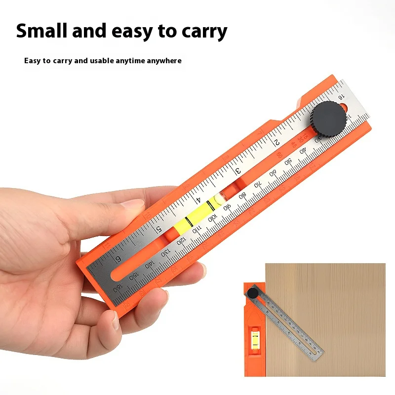 Multi-role Depth Measuring Ruler Adjustable Woodworking Multi-angle Marking Ruler Positioning Scribing Protractor Tool thumbnail 2