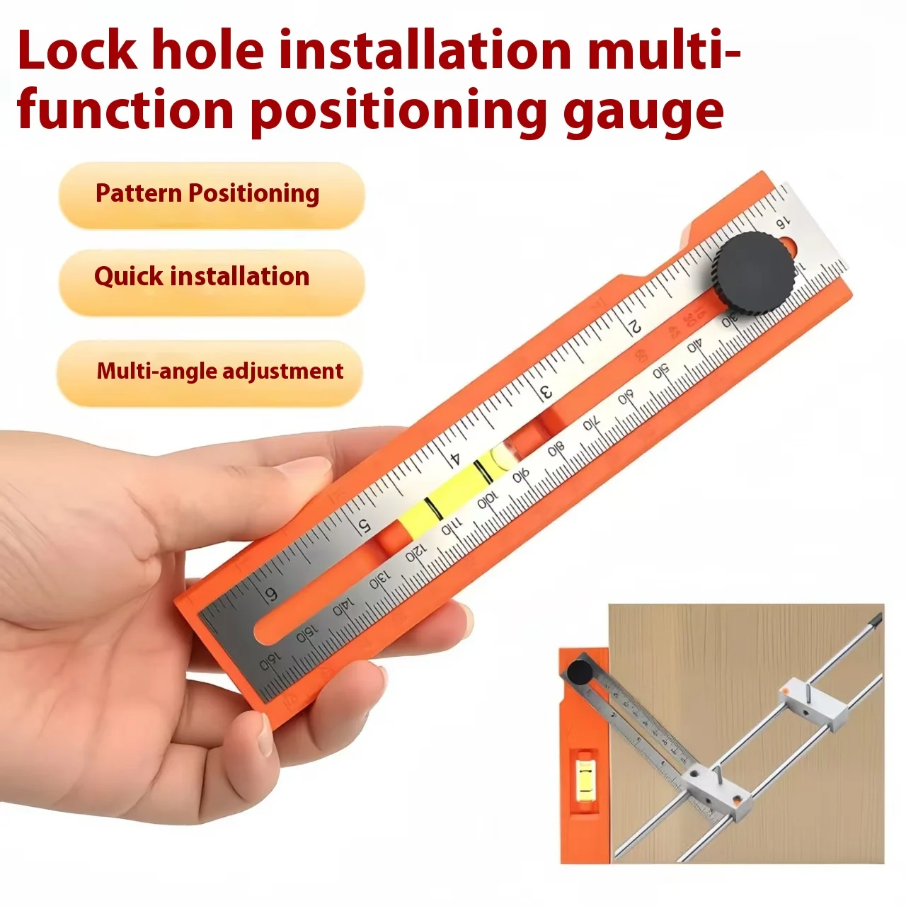 Multi-role Depth Measuring Ruler Adjustable Woodworking Multi-angle Marking Ruler Positioning Scribing Protractor Tool thumbnail 3
