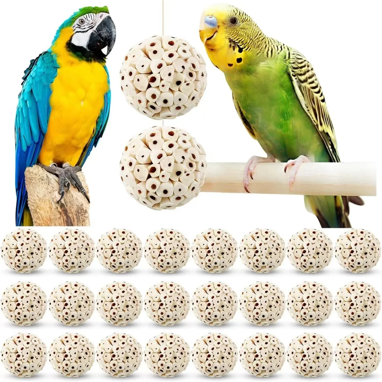Parrot Chewing Toy Ball Chew Shred Foraging Bird Cage Accessories for Parakeet Parrotlet Lovebird Budgies Conure Cockatiel thumbnail 2