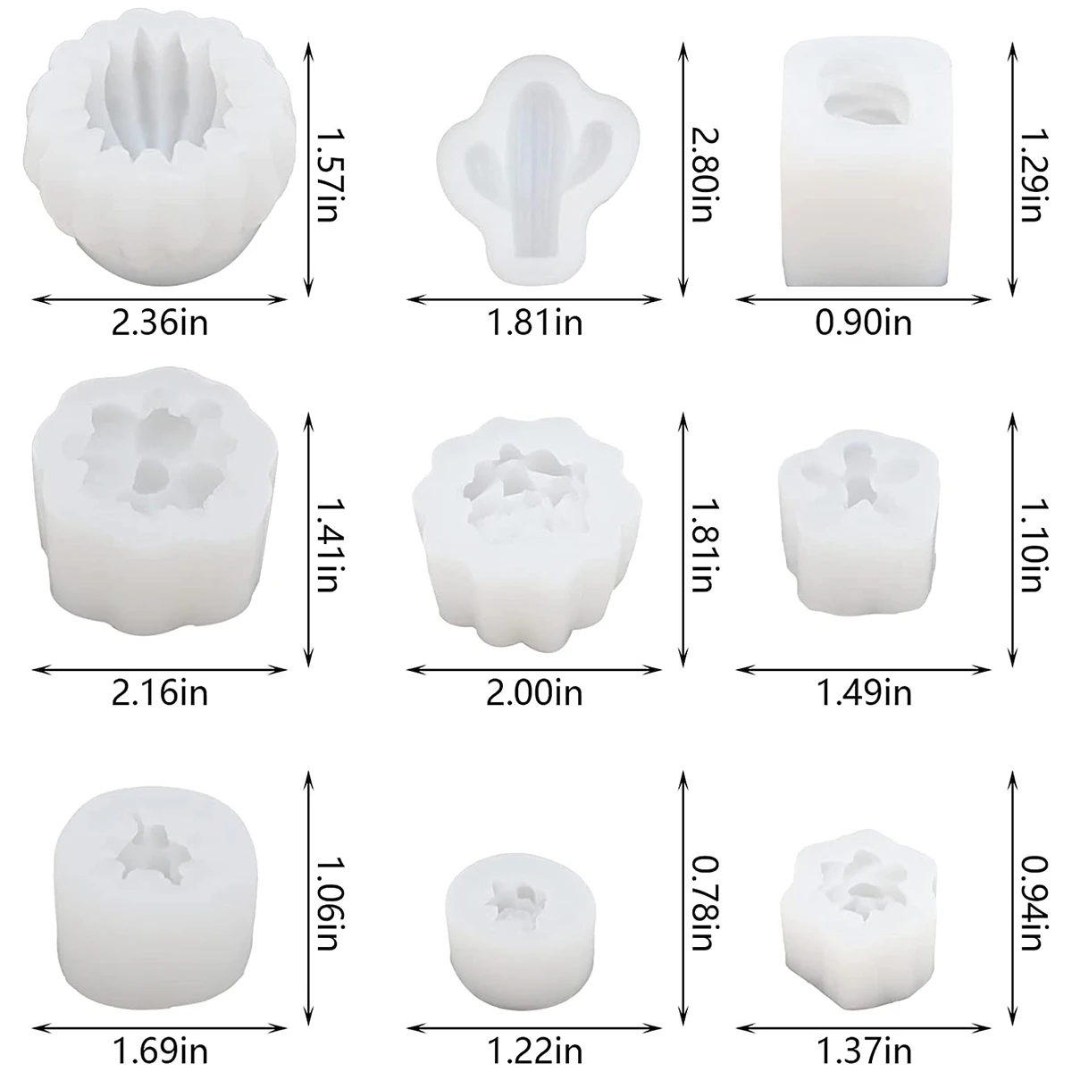 9Pcs Succulent Silicone Mold Safe Cactus Flower Resin Mold Silicone Candle Mold 3D Succulent Resin Epoxy Casting Mold Succulent thumbnail 6