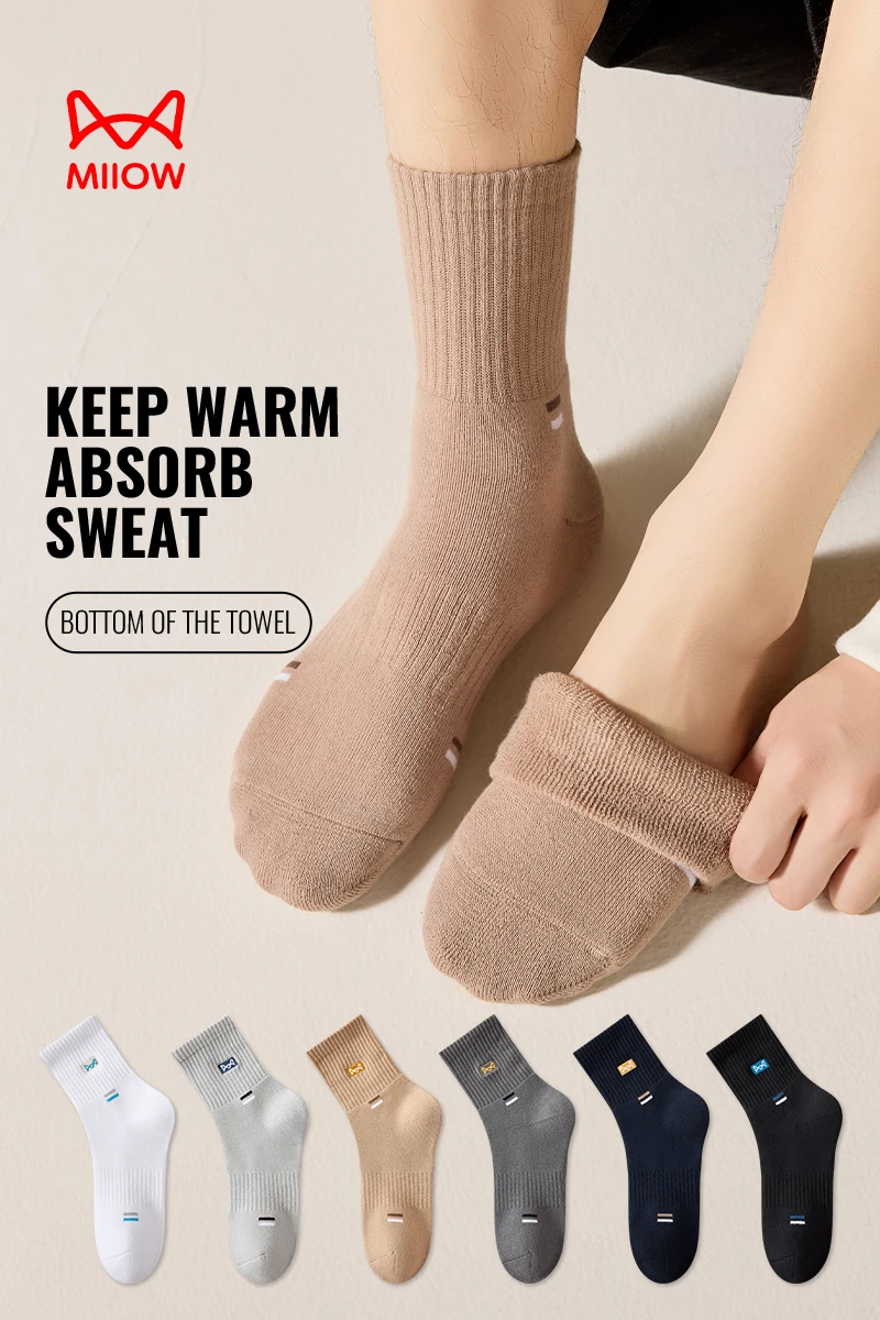 MiiOW Thicken Cotton Sock Winter Thermal Warm Sock Snow Towel Bottom Sock Anti Sweat Moisture Wicking Cold Resistant Terry Sock thumbnail 6