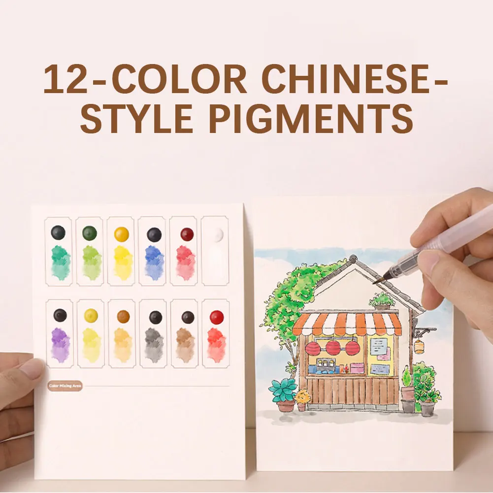 Comes With Pigment Filled Watercolor Painting Book,Portable Watercolor Painting Kit With Paints,DIY Watercolor Coloring Painting thumbnail 5