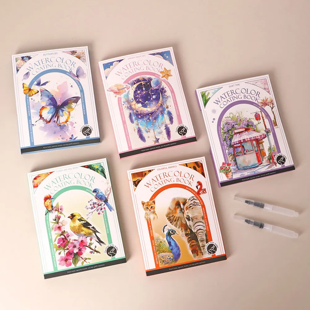 Comes With Pigment Filled Watercolor Painting Book,Portable Watercolor Painting Kit With Paints,DIY Watercolor Coloring Painting thumbnail 4