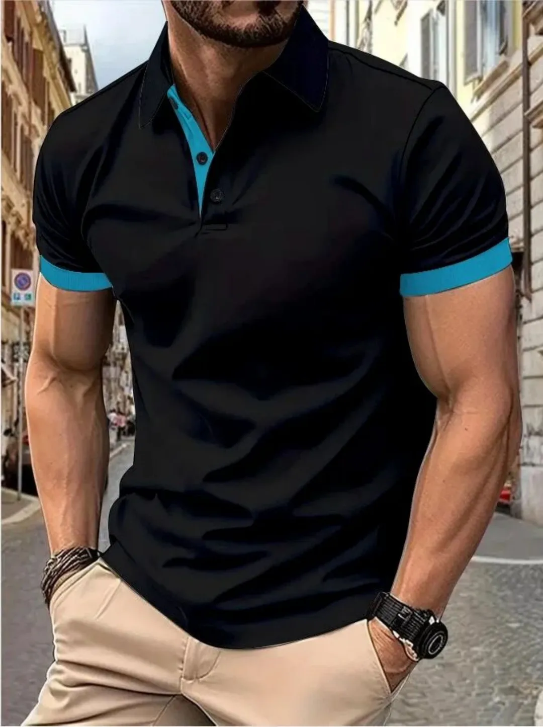 The 2025 summer new men's short-sleeved POLO shirt is casual fashionable comfortable and soft with 3D pattern printing thumbnail 4