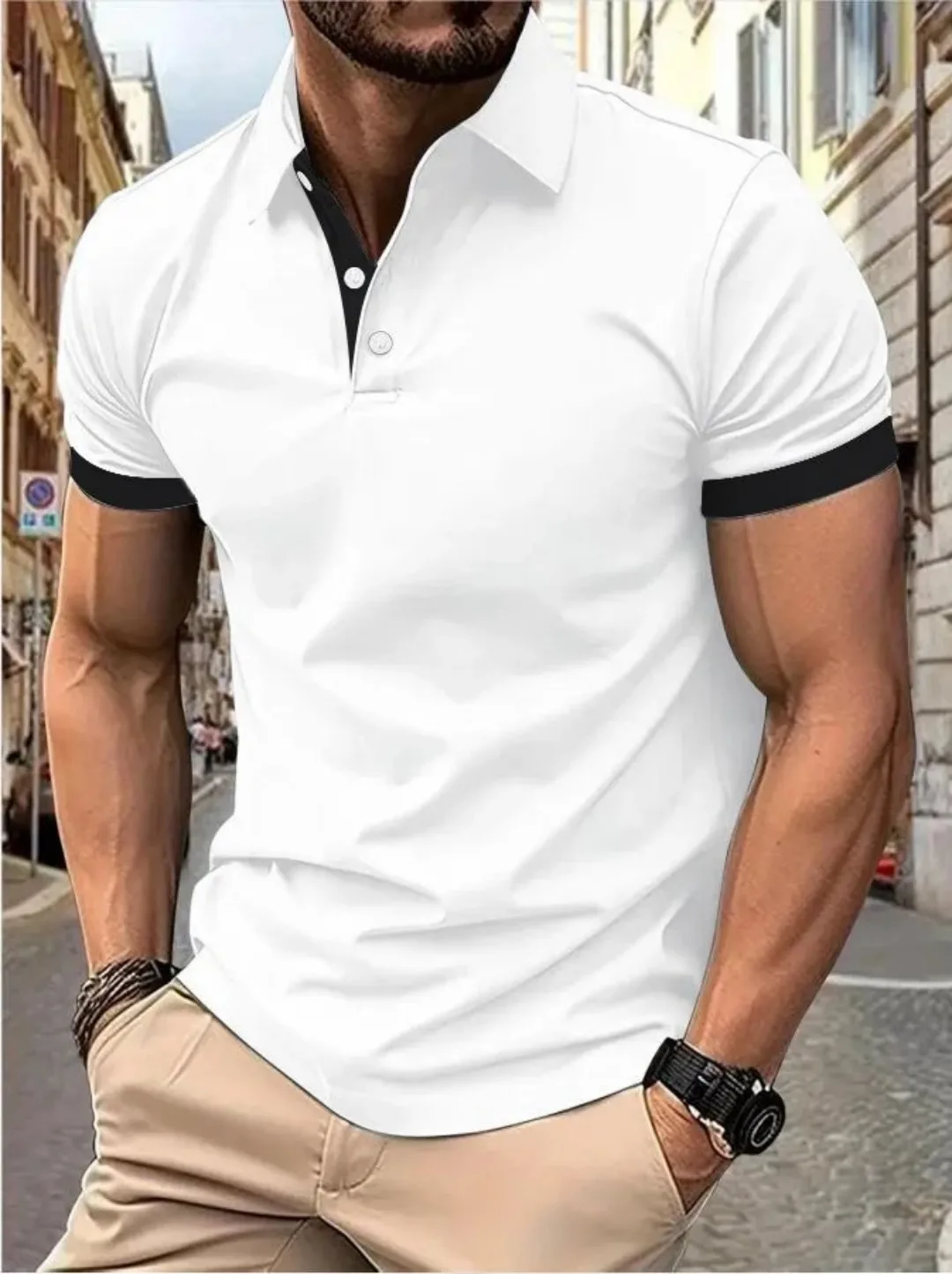 The 2025 summer new men's short-sleeved POLO shirt is casual fashionable comfortable and soft with 3D pattern printing thumbnail 2