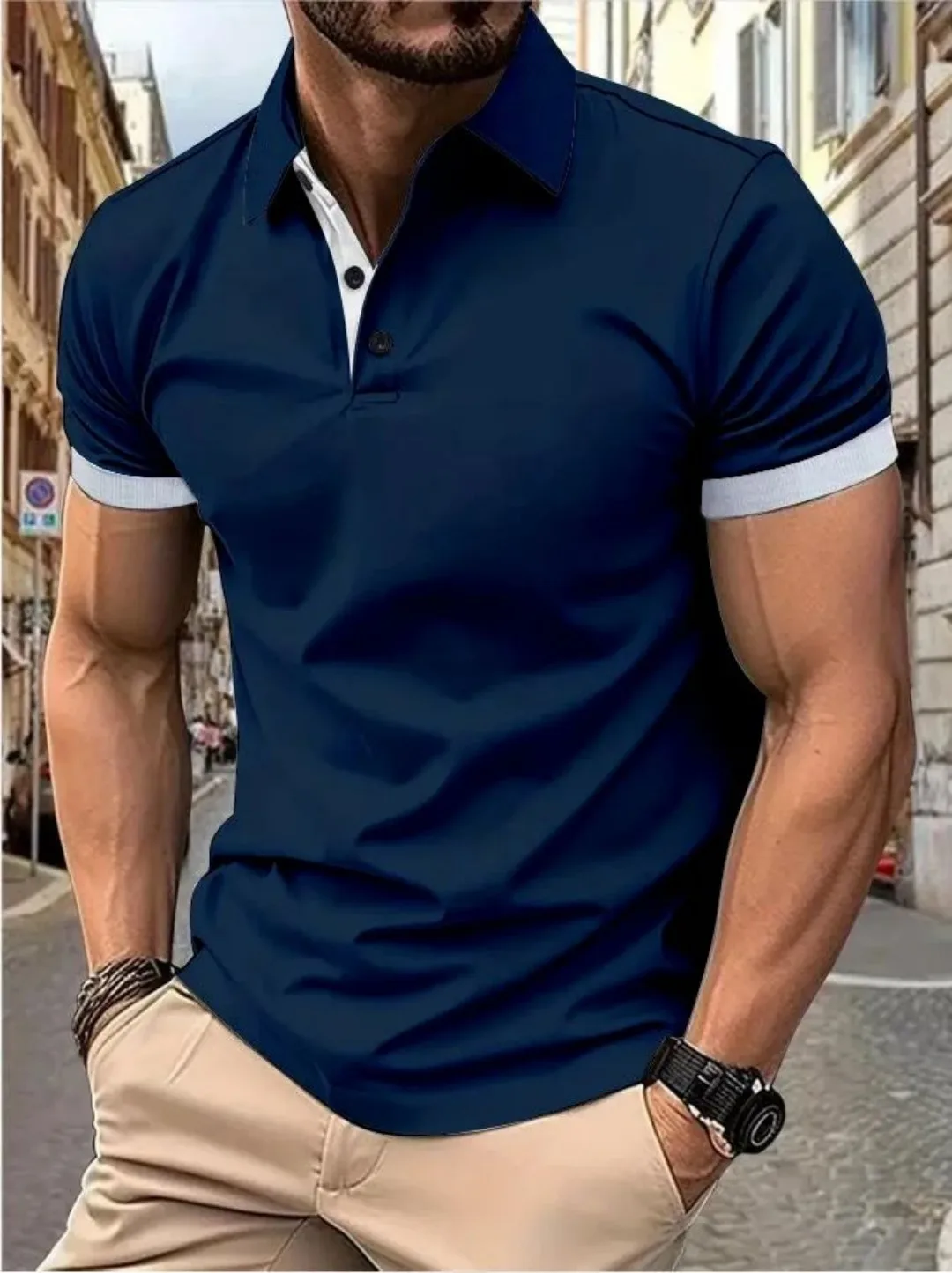 The 2025 summer new men's short-sleeved POLO shirt is casual fashionable comfortable and soft with 3D pattern printing thumbnail 6