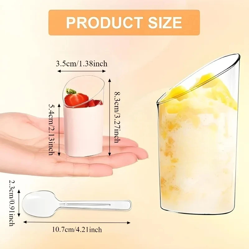 10/20PCS Disposable Plastic Cup Tilted Circular Mouthed Cup Birthday Wedding Party Mousse Cake Fruit Ice Cream Food Container thumbnail 2