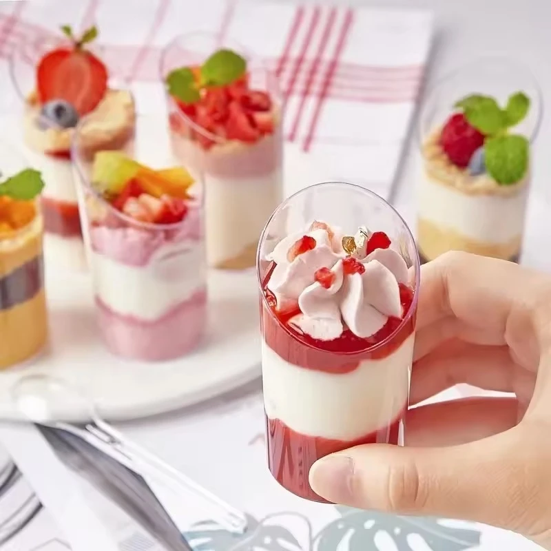 10/20PCS Disposable Plastic Cup Tilted Circular Mouthed Cup Birthday Wedding Party Mousse Cake Fruit Ice Cream Food Container thumbnail 6