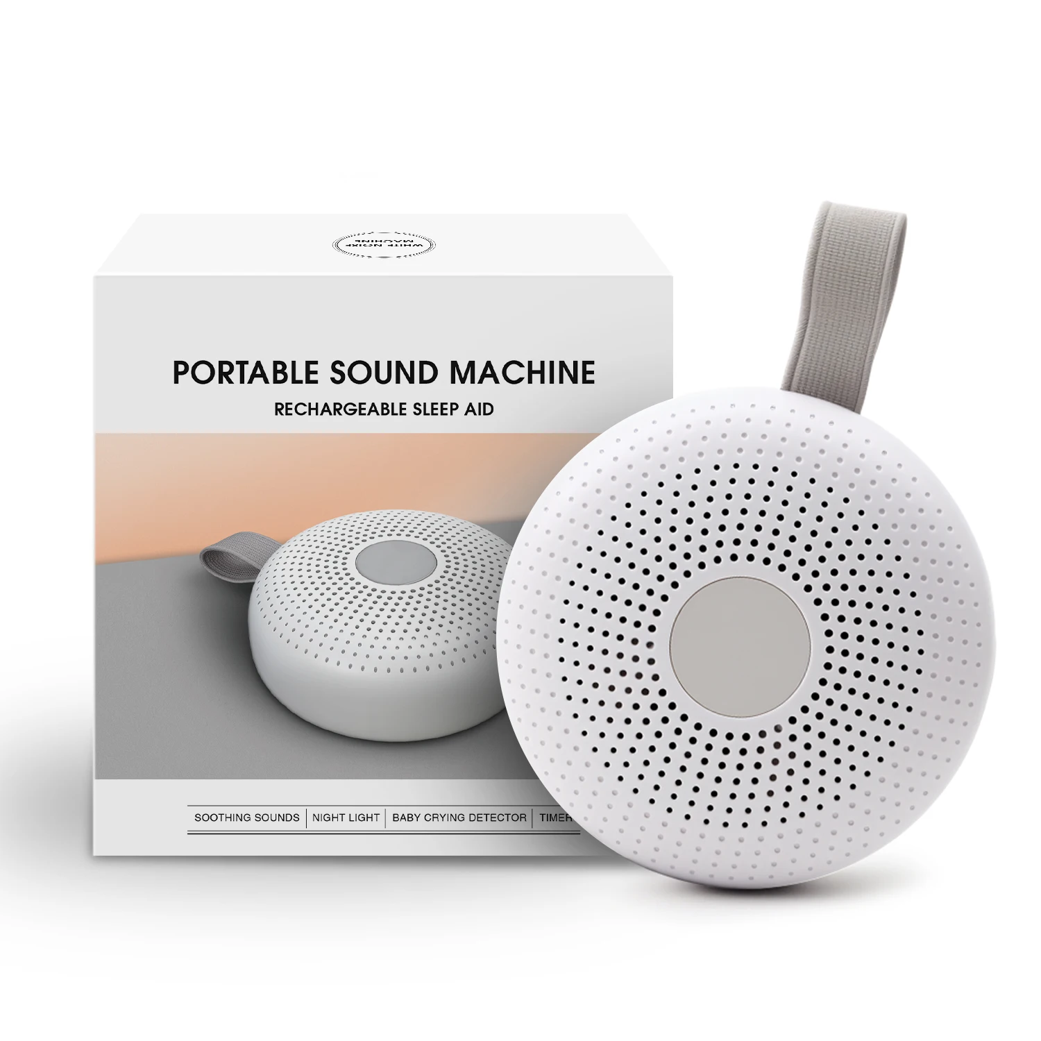 Portable Sleep Aid White Noise Machine for Baby & Adult with 15 Sounds Smart Cry Detection Night Light Timer Newborn Gift