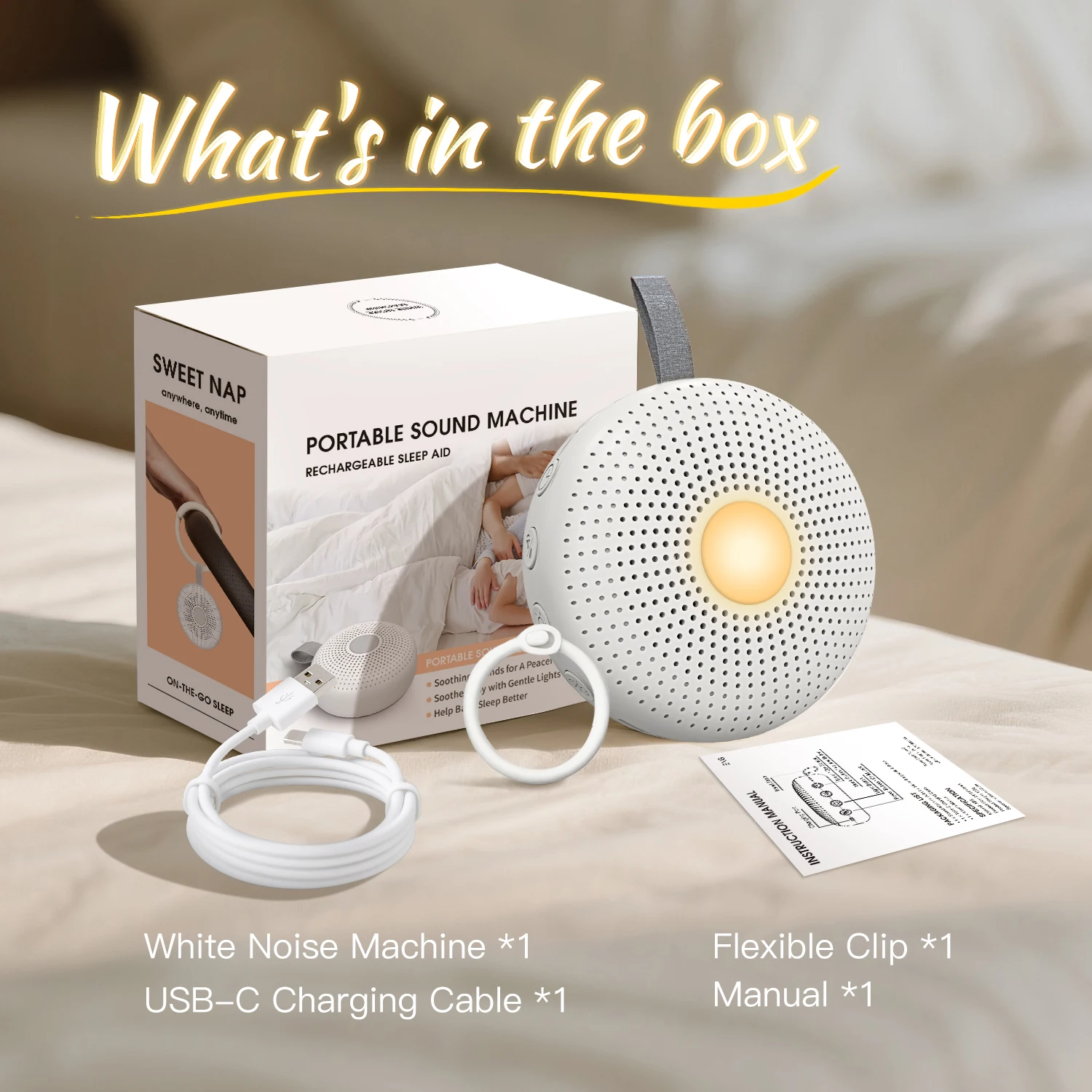 Portable Sleep Aid White Noise Machine for Baby & Adult with 15 Sounds Smart Cry Detection Night Light Timer Newborn Gift thumbnail 6