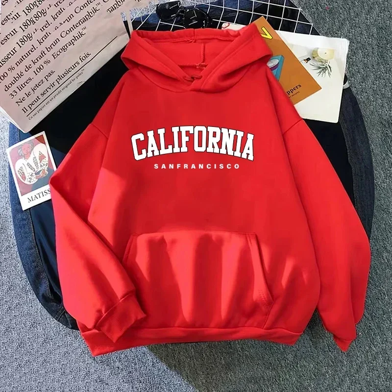 Plus Size 2025 California Fashion Sweatshirts for Woman Casual Sporty Hooded Long Sleeve Pullover Autumn Winter Comfort Hoodies thumbnail 5