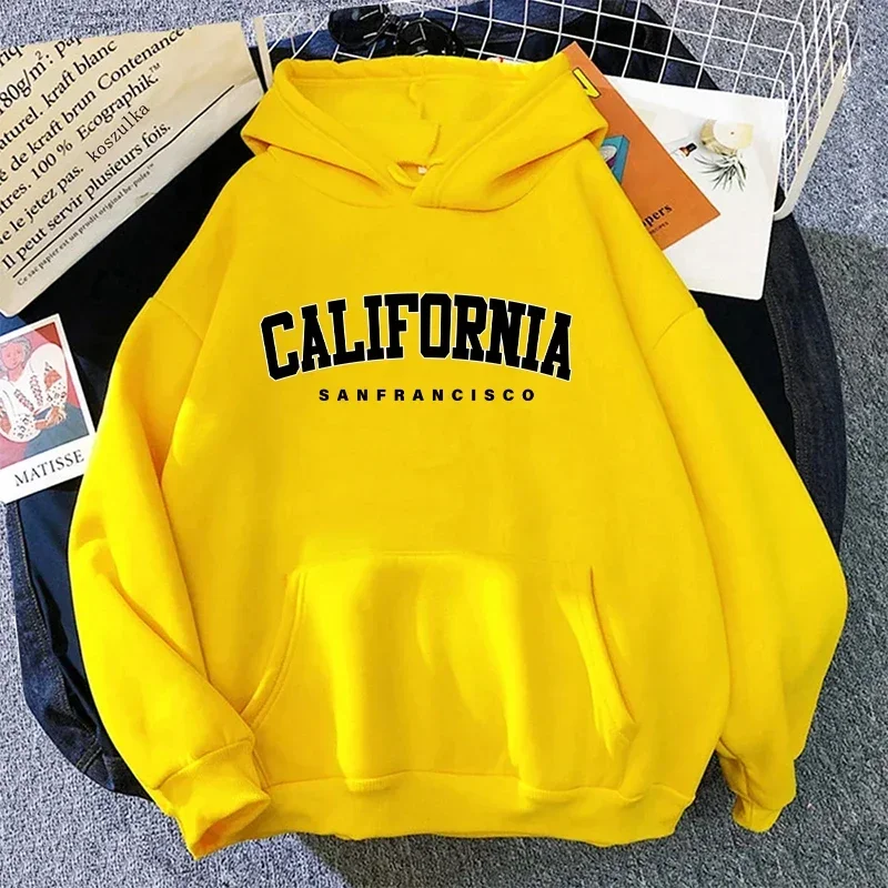 Plus Size 2025 California Fashion Sweatshirts for Woman Casual Sporty Hooded Long Sleeve Pullover Autumn Winter Comfort Hoodies thumbnail 4