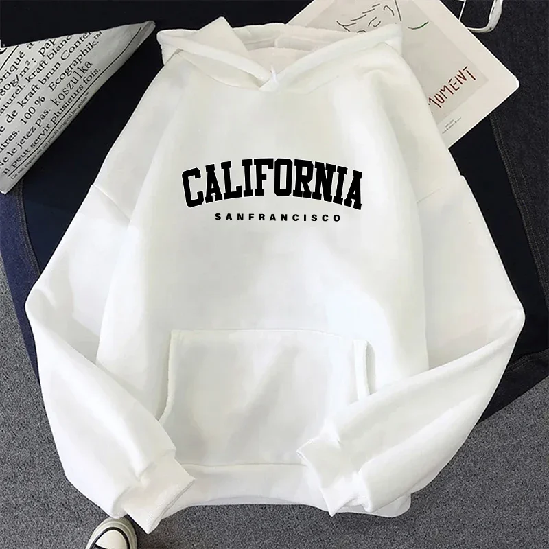 Plus Size 2025 California Fashion Sweatshirts for Woman Casual Sporty Hooded Long Sleeve Pullover Autumn Winter Comfort Hoodies thumbnail 3