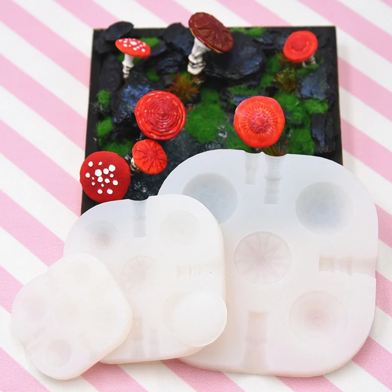 2pcs/set Mini Mushroom Silicone Mold Ultra-light Clay Resin Clay DIY Soft Pottery Miniature Mushroom Quick Modeling Tool thumbnail 4