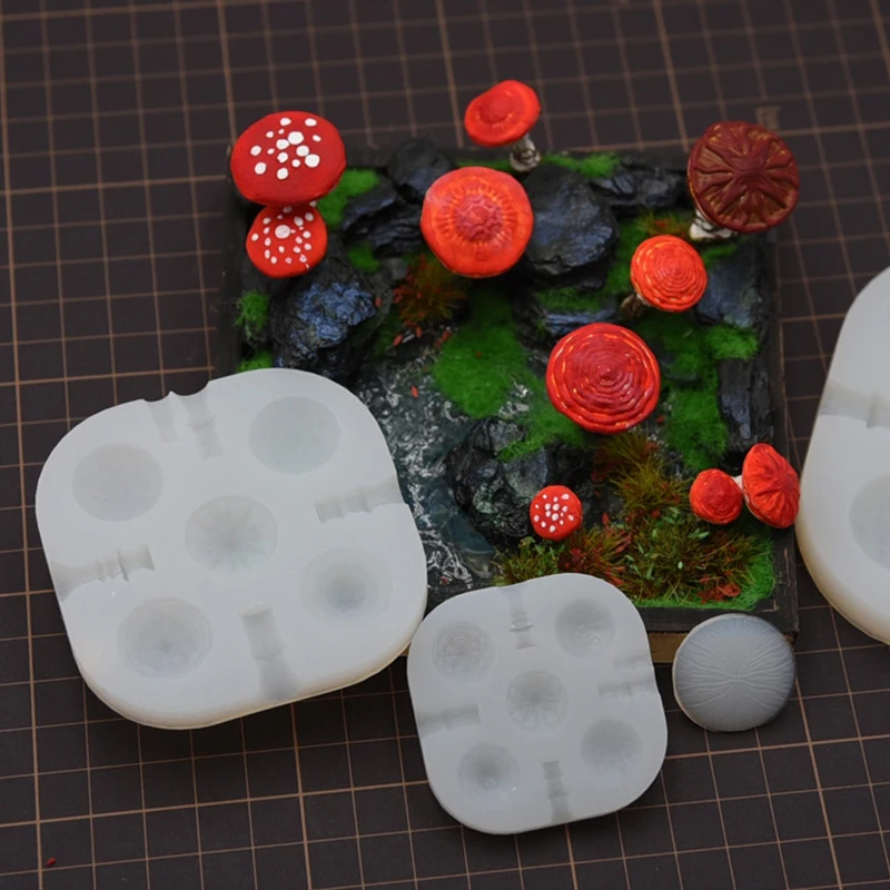 2pcs/set Mini Mushroom Silicone Mold Ultra-light Clay Resin Clay DIY Soft Pottery Miniature Mushroom Quick Modeling Tool thumbnail 2