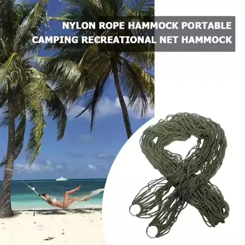 Outdoor Gear - Thickened Mesh Camping Hammock, Nylon Rope Single-Person Mesh Hammock thumbnail 5