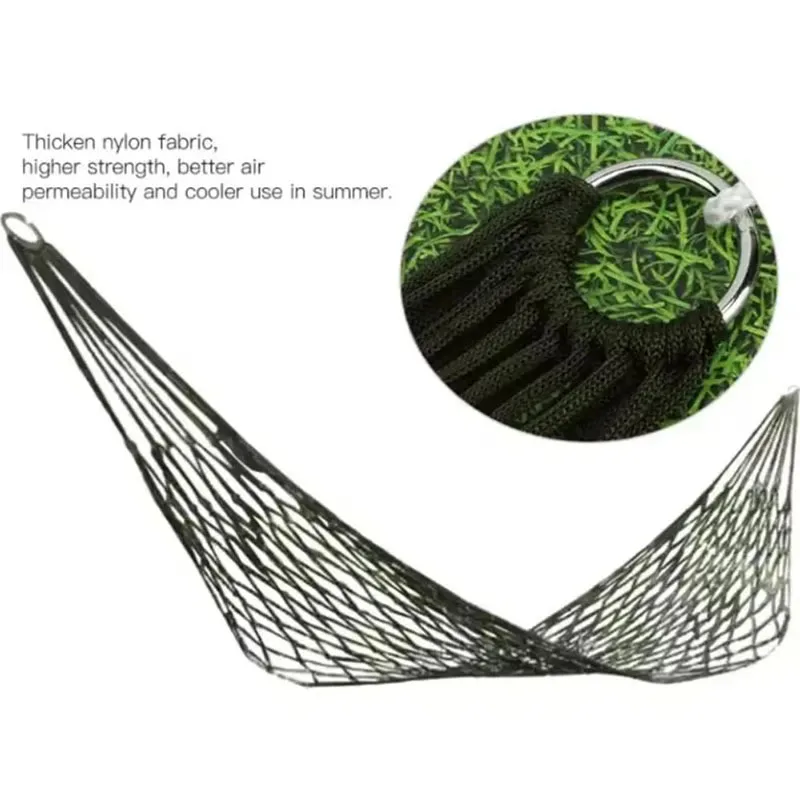 Outdoor Gear - Thickened Mesh Camping Hammock, Nylon Rope Single-Person Mesh Hammock thumbnail 2